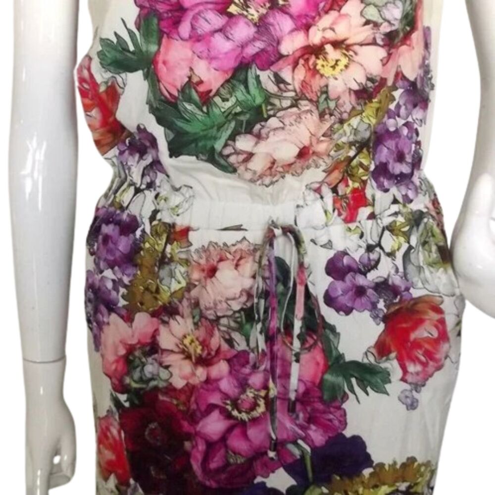 KOTON Dress, UK10/US6, White/Multicolor floral print, Stretch waist, Pockets - Picture 10 of 13
